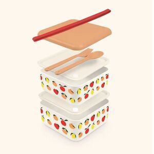 Bento Box - Studio Oh! Fruit Themed 2 Layer Bento Box with Utensils BPA FREE